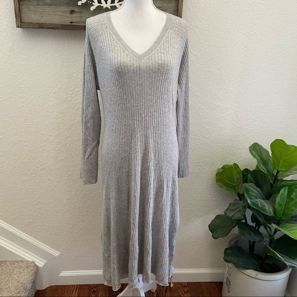 J. Crew gray V-neck silk-blend sweater dress ladies M NWT style BG443